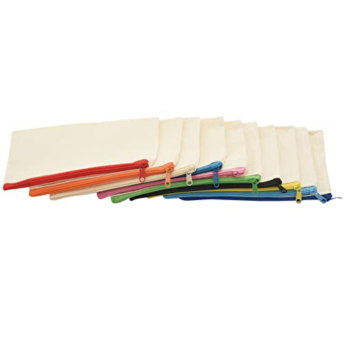 Scalewbin 40 StüCke Segeltuch ReißVerschlusstaschen Bleistiftbeutel Schminke Leere Leinwand FedermäPpchen Kosmetiktasche für Reisen DIY Schule (S)