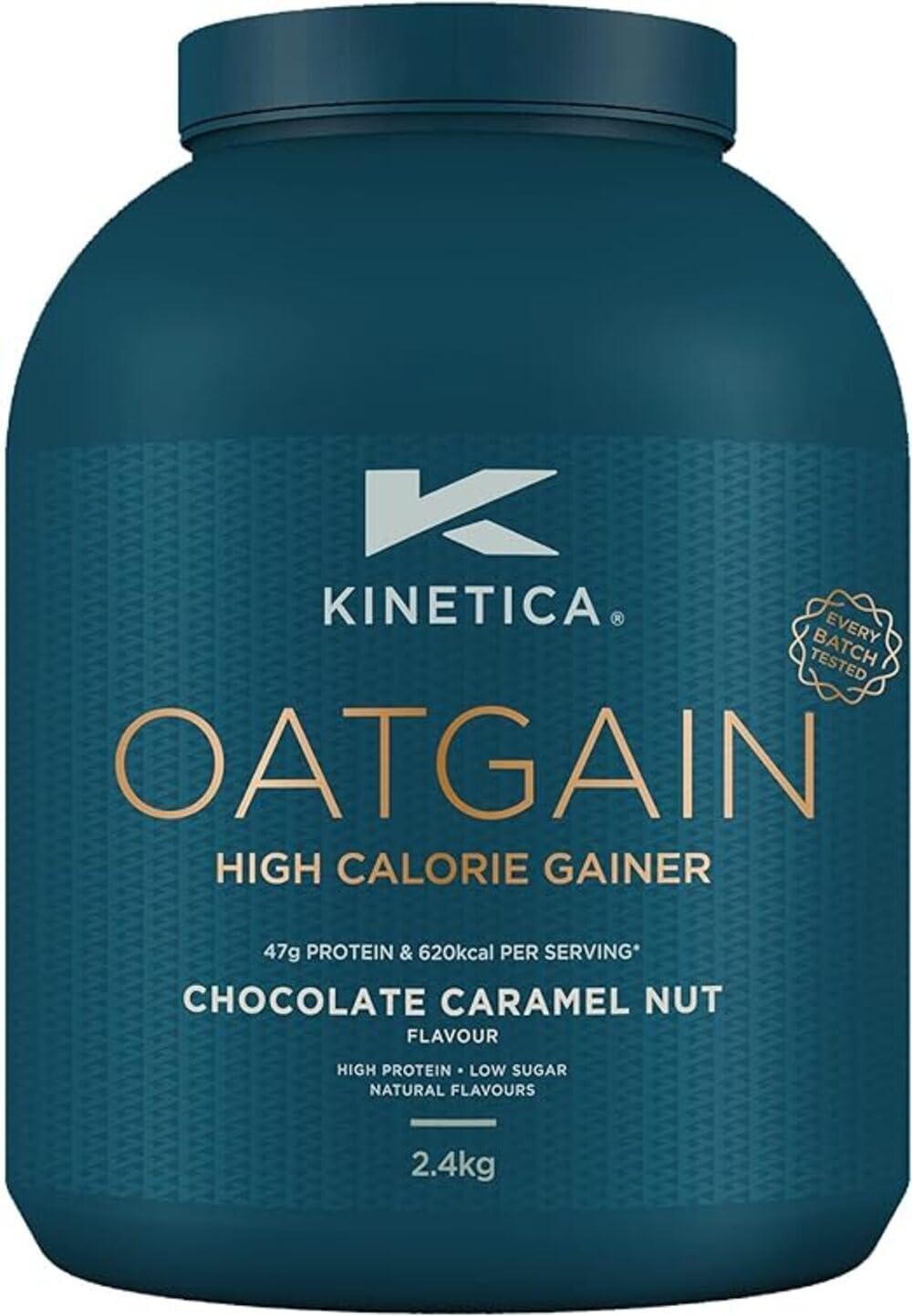 Kinetica Oatgain Weight Gainer 600+ kcal pro Portion, 15 Portionen inkl. gratis Messbecher, Muskelaufbau Pulver aus Hafer, Whey Protein u. Vitaminen, Super Löslichkeit (Schoko-Karamell-Nuss)