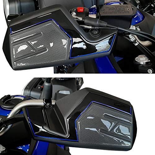 Aufkleber Motorrad Kompatibel Mit Suzuki V-Strom 650 XT Abs. Paraserbatoio-Protezione Tappo-Puntale-Paramani-Forcellone-Maniglie-Cruscotto-Fanale-Borse-Adesivi Laterali. Coloration Farbe: Blau-Gold