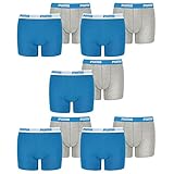PUMA 10 er Pack Boxer Boxershorts Jungen Kinder Unterhose Unterwäsche, Farbe:417 - Blue/Grey, Bekleidung:176
