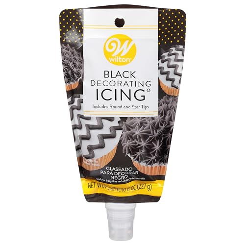 Wilton 704-4748 Black Decorating Icing 8 Ounce, with Plastic Tips