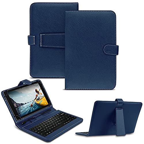 NAUC Tablet Tasche kompatibel mit XGODY P60 / P60 Pro Keyboard USB Hülle Tastatur QWERTZ Tastatur Schutzhülle Standfunktion Magnetverschluss Cover Universal, Farben:Blau