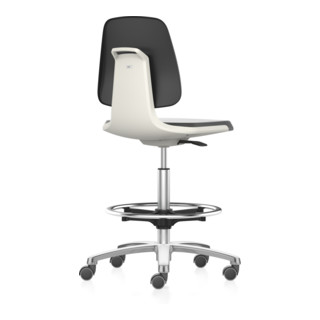 bimos Arbeitsstuhl Labsit mit Rollen Sitzhöhe 560-810 mm Kunstleder Sitzschale weiß