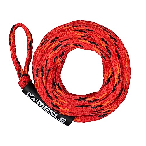 MESLE Schlepp-Leine 3P 55' für Wassersport Tubes und Schleppreifen, mit Schwimmer, Zug-Seil für 3 Personen Towable, Länge 16,8 m, Farbe:rot-schwarz