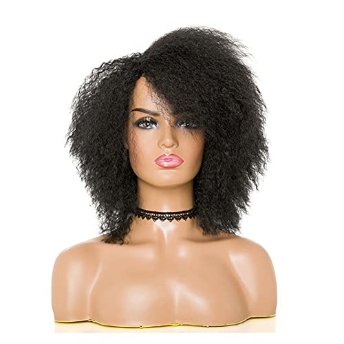 Perücke Synthetische Afro-Perücke für Frauen, afrikanische dunkelbraune schwarze rote Farbe Gerade kurze Perücke Cosplay-Haar für Party (Color : ZY-038, Stretched Length : 10inches)