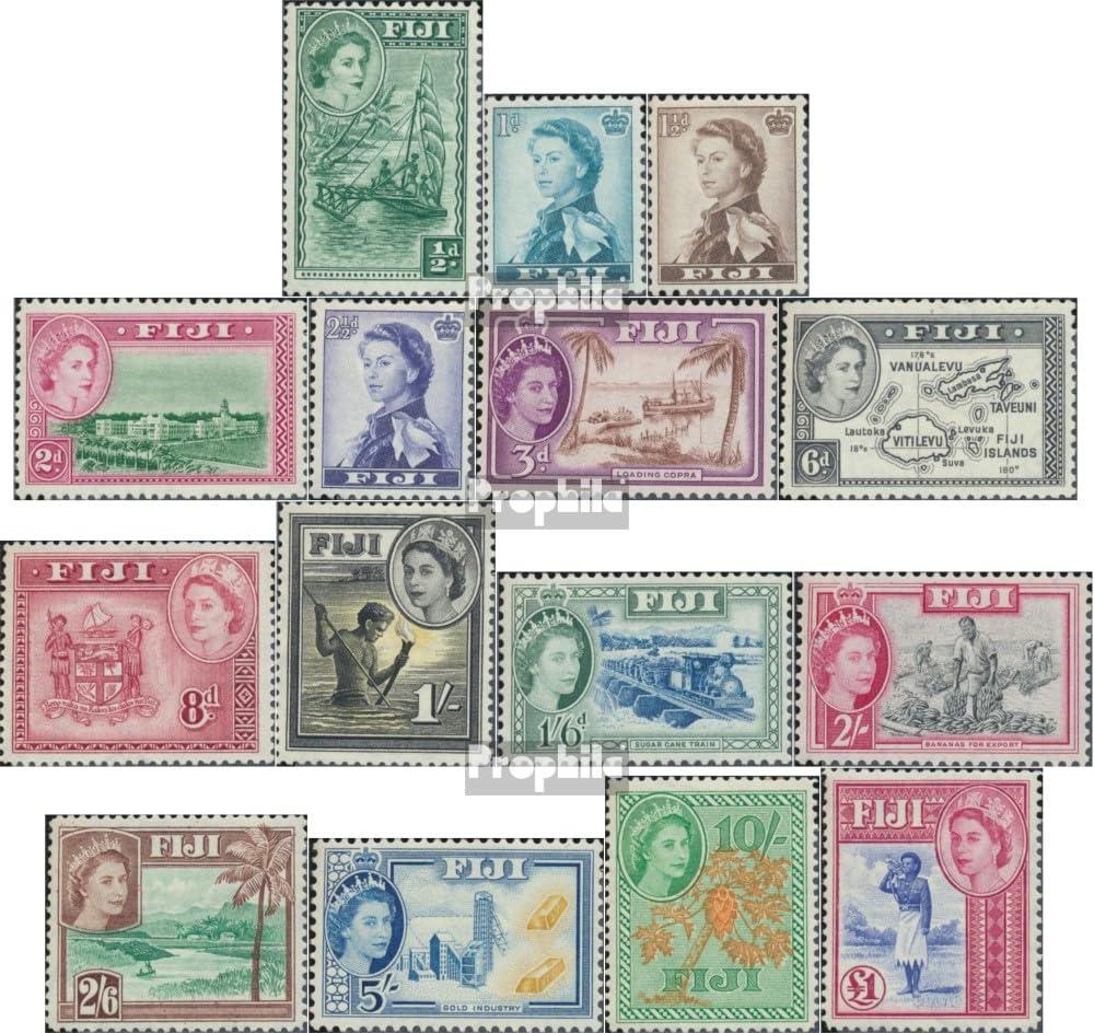 Prophila Collection Fidschi-Inseln 124-138 (kompl.Ausg.) mit Falz 1954 Landesmotive (Briefmarken für Sammler) Seefahrt/Schiffe