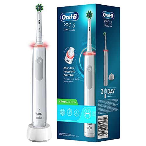 Oral-B Pro 3 3000 Elektrische Zahnbürste/Electric Toothbrush mit visueller 360° Andruckkontrolle für extra Zahnfleischschutz, 3 Putzmodi inkl. Sensitiv, Timer, weiß