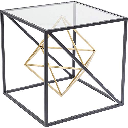 Kare Beistelltisch Prisma, Kleiner, Edler Couchtisch aus Glas, Tisch mit Metall-Streben, (H/B/T) 45x45x45cm, Andere, Gold