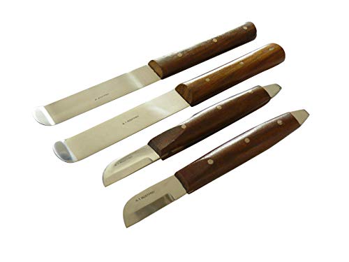 2x Gipsmesser nach Grittmann und 2x Gipsspatel (Set B), Spatel und Messer mit Holzgriff - Dental Zahntechnik Kosmetik