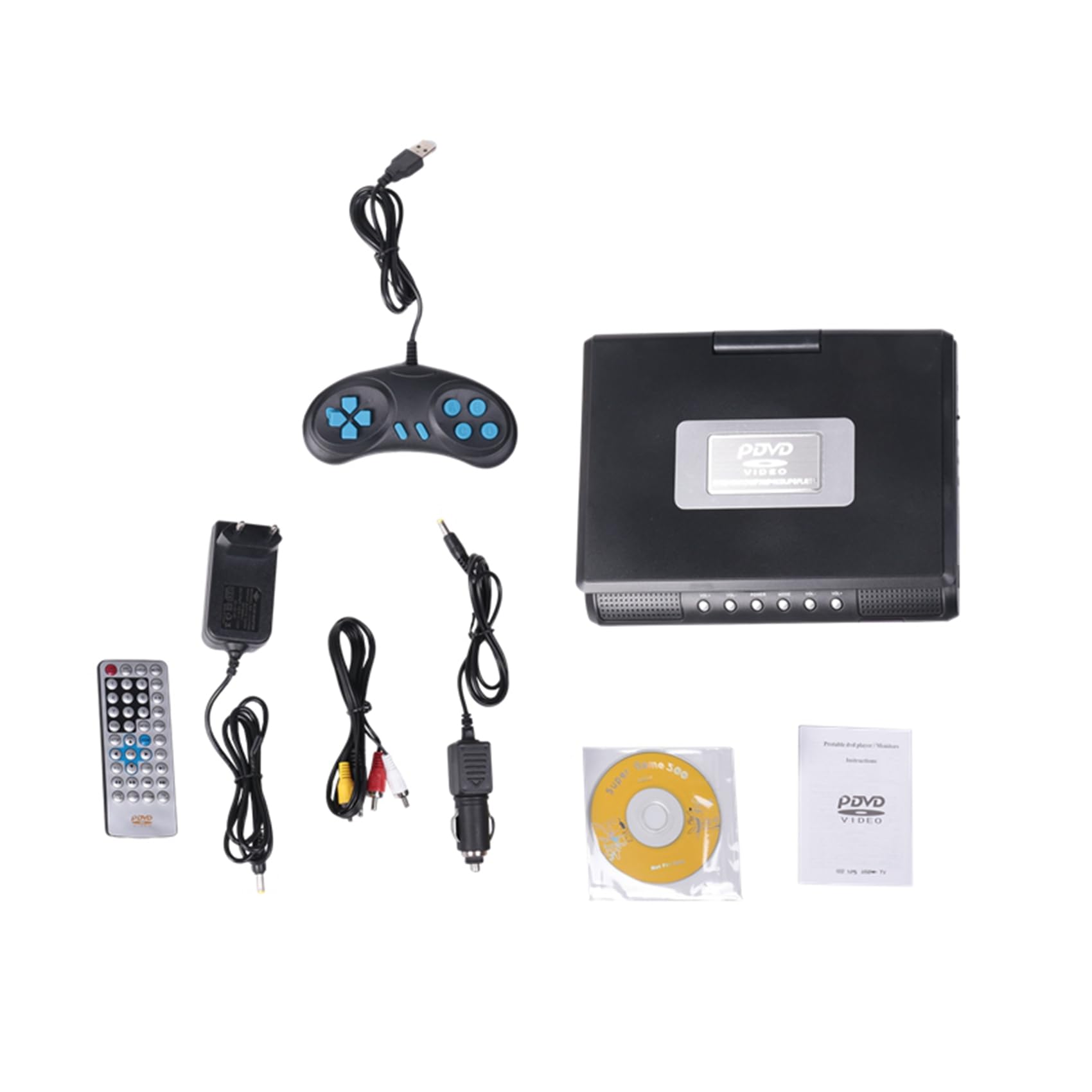 INTCHE DVD-Player 7,8-Multimedia-Digital-CD-Player 270-Grad-Drehbildschirm mit Fernbedienung, EU-Stecker