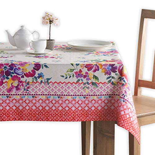 Maison d' Hermine Rose Garden 100% Baumwolle Tischdecke für Küche | Abendessen | Tischplatte | Dekoration Parteien | Hochzeiten | Frühling/ Sommer (Rechteck, 160 cm x 220 cm)
