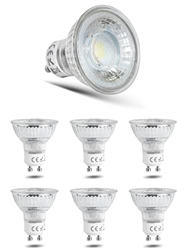 6 Stück GU10 3Watt LED Leuchtmittel (ersetzt 20Watt Glühbirne) 270Lumen Lichtleistung, 36° Leuchtwinkel, Spotleuchte, Reflektor, Lebensdauer 30.000h, nicht dimmbar, 230Volt Birne (2700Kelvin warmweiß)