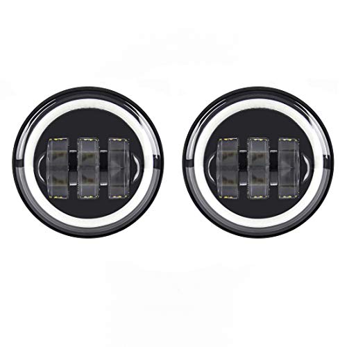 1 Paar 4,5 Zoll LED Nebelscheinwerfer mit Angel Eyes für Harley Davidson (schwarz)