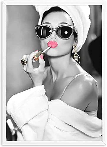 Klassische Kunst Audrey Hepburn Porträt Make-up Leinwanddruck Poster Wohnzimmer Wanddekoration sexy Schönheit Frau Audrey Hepburn Bild Gemälde Kunstwerk, ungerahmt,50x70cm