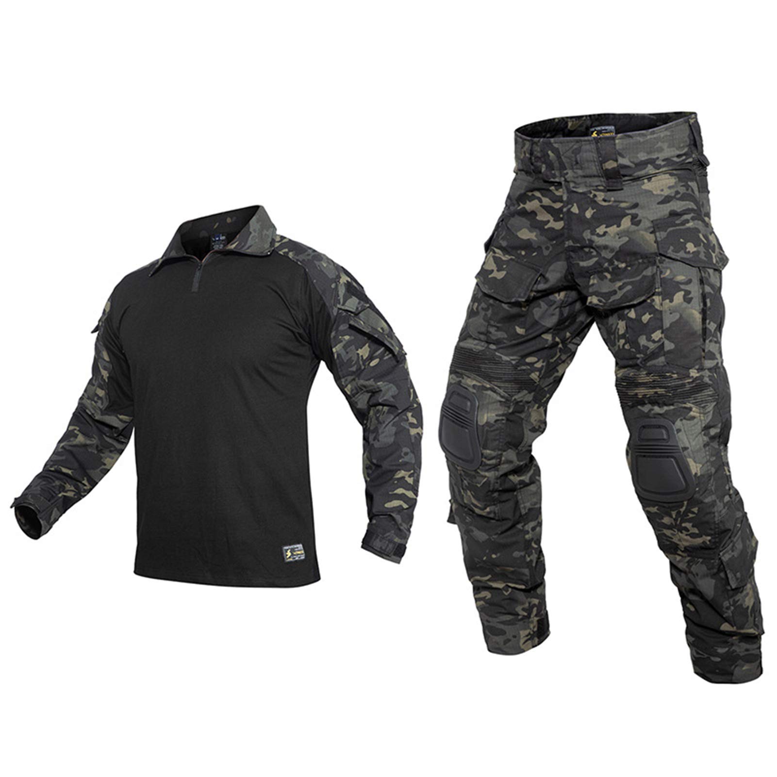 THWJSH Herren Military Tactical Suit Gentleman Tactical Long Sleeve Combat Shirt Training Military Outdoor Hose Combat Uniform für Outdoor Training Schwarz-S