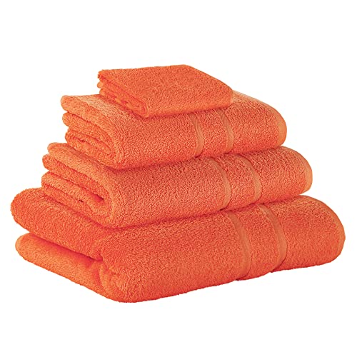 StickandShine 4 TLG. (1x Gästehandtuch / 1x Handtuch / 1x Duschtuch / 1x Badetuch) in orange/Premium Frottee Set aus 100% Baumwolle mit 500g/m² 4er Pack
