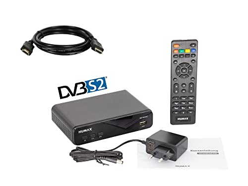 Humax HD Nano Digitaler HD Satellitenreceiver 1080P Digital HDTV Sat-Receiver mit 12V Netzteil Camping - Astra vorinstalliert - HDMI, SCART, DVB-S/S2 (inkl. conecto HDMI Kabel)