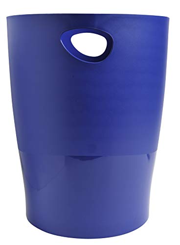 Exacompta 453104D ECOBIN 8er Pack Papierkörbe 15 Liter mit Griffen. Eleganter und robuster Papierkorb und Mülleimer im modernen Design nachtblau Blauer Engel