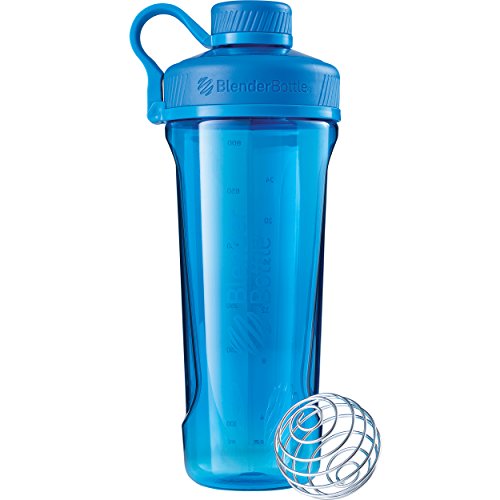 BlenderBottle Radian Tritan Trinkflasche mit BlenderBall, geeignet als Eiweiß Shaker, Protein Shaker, Wasserflasche, BPA frei, skaliert bis 700 ml, Fassungsvermögen 940 ml, cyan