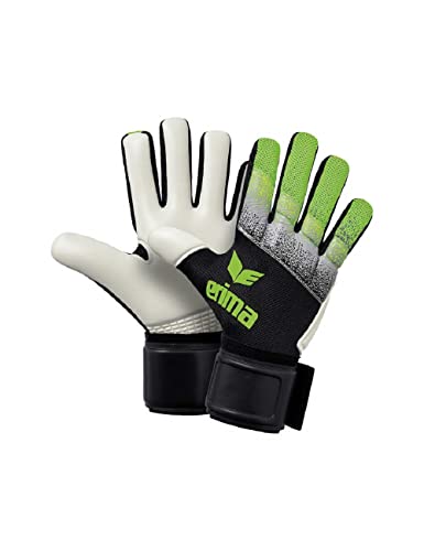 Erima Erwachsene FLEXINATOR Knit Torwarthandschuhe, schwarz/Grau/Green, 9