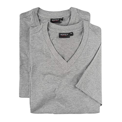 Redfield T-Shirt Doppelpack V-Ausschnitt graumelange 4XL