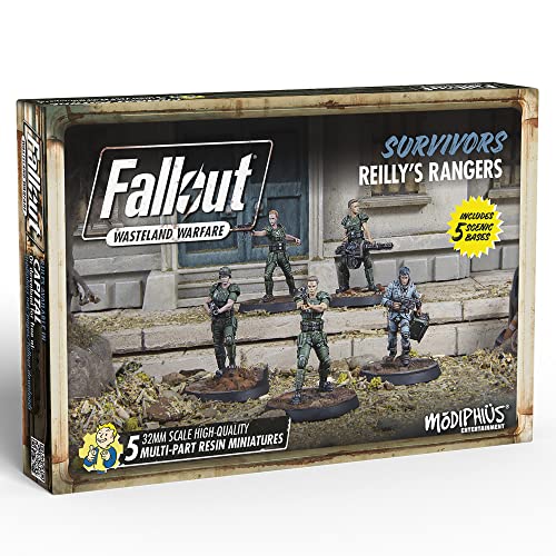 Fallout Wasteland Warfare: Survivors: Reilly's Rangers – 5 Miniaturen, 32 mm unlackierte Harzfiguren, Capital Wave RPG