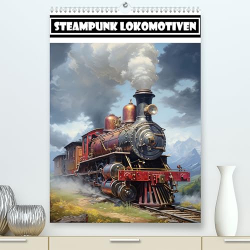 Steampunk Lokomotiven (hochwertiger Premium Wandkalender 2024 DIN A2 hoch), Kunstdruck in Hochglanz