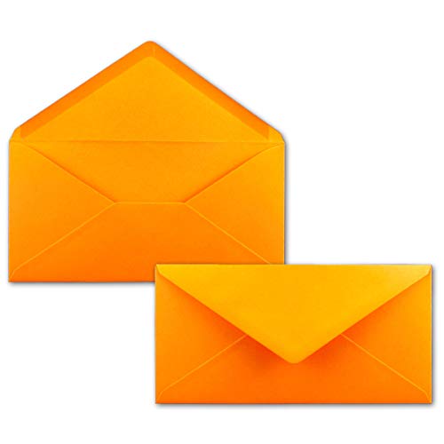 700 Brief-Umschläge Orange DIN Lang - 110 x 220 mm (11 x 22 cm) - Nassklebung ohne Fenster - Ideal für Einladungs-Karten - Serie FarbenFroh