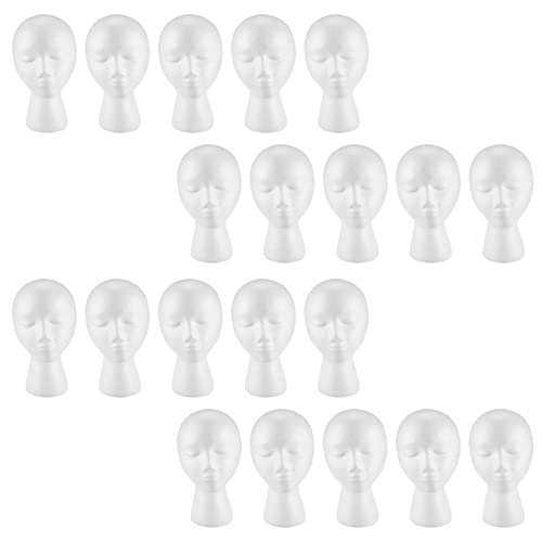 liovitor 20 x Schaumstoff-Perückenköpfe für Perücken, Hutkappen, Perückenhalter, weißer Schaumstoffkopf