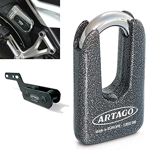 Artago 69T7 Anti-Diebstahl-Vorhängeschloss für Honda CB650F und CBR650F, doppelter Verschluss ø15 Zertifiziert nach SRA, Sold Secure Gold, ART4, Metall