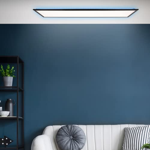 Smart Home WIZ LED Panel - dimmbare Aufbaupaneel - 120x30 cm - steuerbar mit WiZ-App über WLAN/Fernbedienung - RGB Farbwechsel - max. 3800 Lumen, Lichtfarbe einstellbar - Metall/Kunststoff in Schwarz