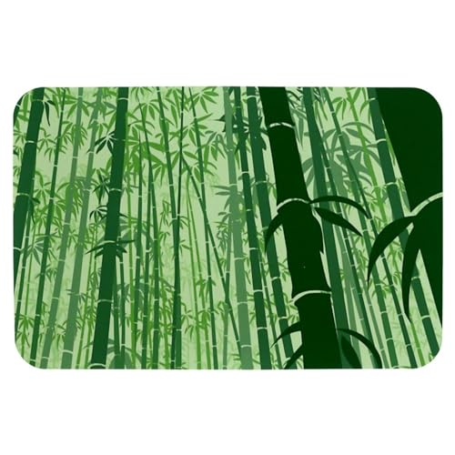 MUOOUM Bamboo Forest Badezimmer-Badematte, wasserabsorbierend, rutschfest, für Badezimmer, Bodenmatte, Teppich, kühl, dünn, waschbar, schnell trocknend, für Dusche, Badewanne, Innentür, 50 x 80 cm