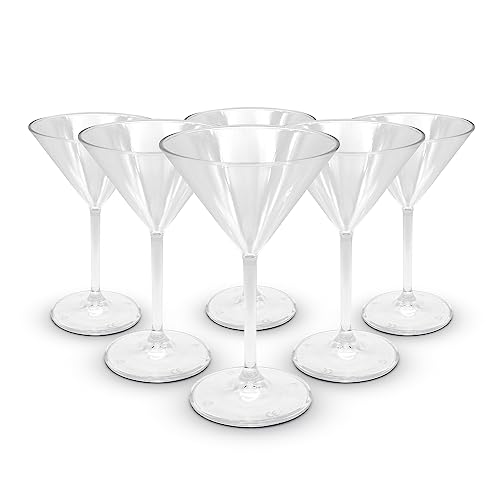 DOJA Barcelona | transparentKunststoff-Martini-Gläser | 6er Pack | Hartplastik Trinkgläser | Klare Polycarbonat-Gläser | Wiederverwendbare Plastik-Martini-Gläser, Mehrweg Cocktail Becher