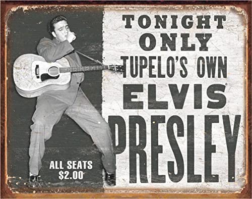 Desperate Enterprises Elvis Presley – Tupelo's Own Blechschild – Nostalgisches Vintage Metall Wanddekoration – Made in USA