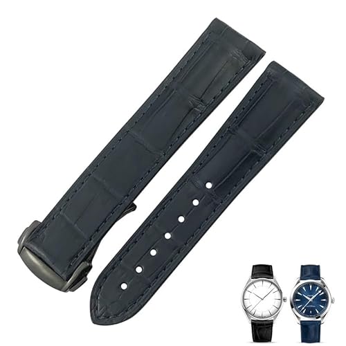 FXJHZH Krokodilleder-Uhrenarmband, passend für Omega De Ville Seamaster Constellation 18 mm, 19 mm, 20 mm, 21 mm, 22 mm, echtes Alligatorlederarmband
