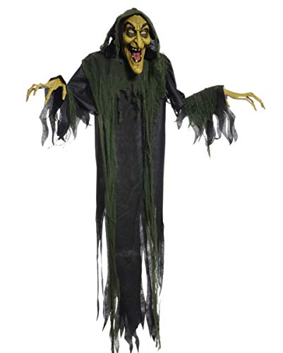 Horror-Shop Sprechende Hexe Halloween Figur mit Sound & Lichteffekt 180cm