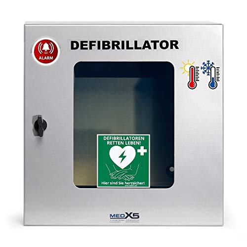 MedX5 (Upgrade 2019) Defibrillator (AED) Außen-Wandkasten, Universal mit Alarmen, Belüftung, Heizung und Beleuchtung