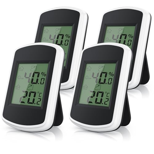 CSL - 4x Digitales Mini Thermo-Hygrometer Thermometer Hygrometer innen Temperatur und Luftfeuchtigkeitmessgerät mit Smiley-Indikator für Gewächshaus, Wohnzimmer