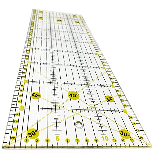 Patchwork 15 x 60 cm – Näh-Lineale – Patchwork-Lineale für Näharbeiten – Transparent und gelbe Markierungen für mehr Präzision.
