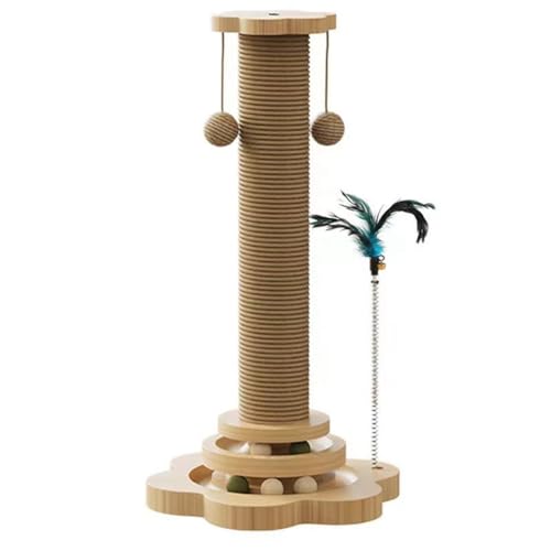 Epodmalx Katzenspielzeug, drehbare Plattform aus Massivholz für Katzen, lustiger Kratzbaum für Katzen, Turm, langlebige Sisal-Kratzbrett, Baum, Haltestange für Katzen