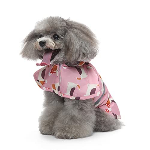 SUSOSU Hunde-Regenmantel Kleiner Großer Hund Großer Hund Haustier-Druck Regenmantel Reflektierende Hundekleidung Regenmantel Poncho,Pink 2,XS