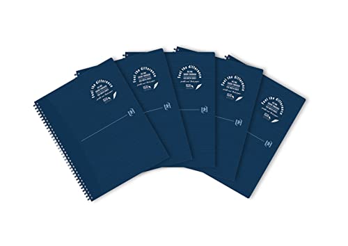 OXFORD Origins Notizbuch mit doppelter Spiralbindung, A4+, 5 x 5, 140 Seiten, Blau, SCRIBZEE kompatibel, 5 Stück