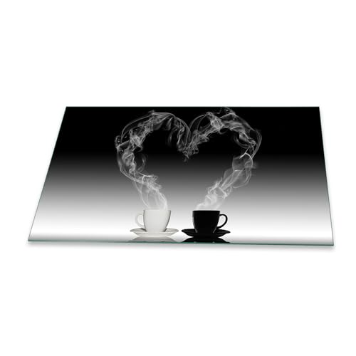 decorwelt Küchenrückwand Spritzschutz aus Glas Wandschutz Herd Spüle Kaffee Schwarz Weiß 90x52 cm Küchenspritzschutz Fliesenschutz Fliesenspiegel Küche