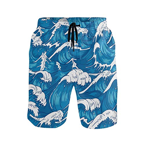 Sinestour Herren Badehose, schnelltrocknend, Storm Waves mit Tasche Gr. XL, mehrfarbig