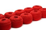 NTS Nähtechnik Häkelgarn aus 100% Baumwolle Baumwollgarn Baumwollfaden zum Sticken, Häkeln, Schmuck, Basteln (rot, 10)