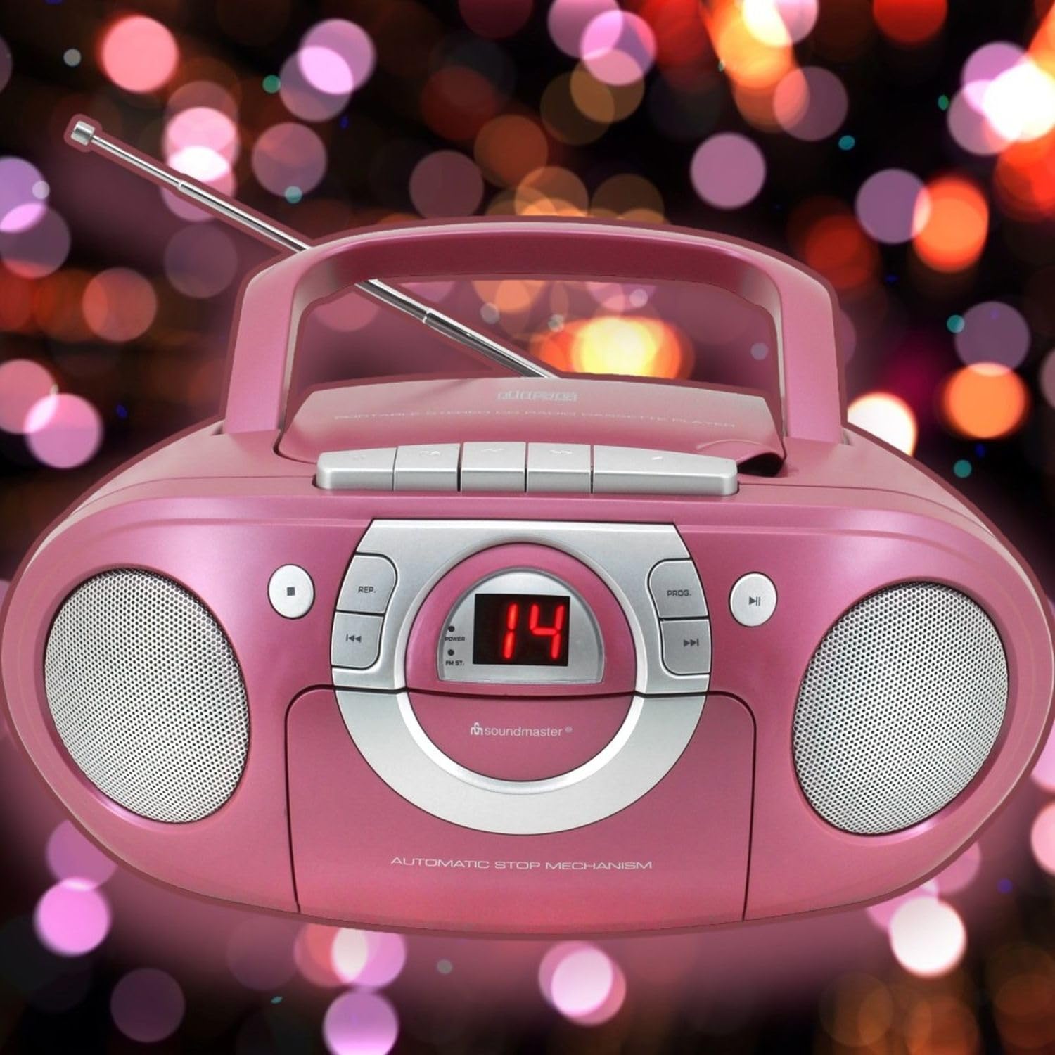 Soundmaster SCD5100PI Radio Kassettenspieler mit CD Spieler in pink
