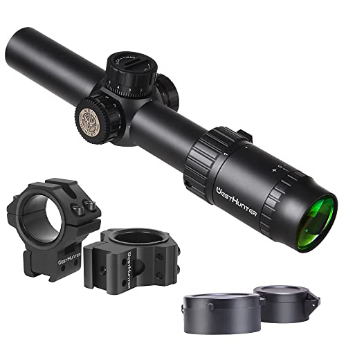 WestHunter Optics HD 1-6x24 IR Riflescope, 30mm Tube Red Green Illuminated Reticle Second Focal Plane Tactical Precision 1/5 MIL Shooting Scope | Reticle-A, Dovetail Shooting Kit C