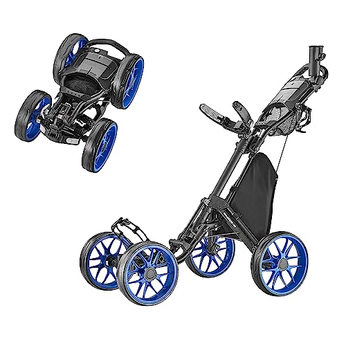 CaddyTek Herren CaddyCruiser ONE Blue Golfwagen mit 4 Rädern, zusammenklappbar, Version 8, Blau, Einheitsgröße