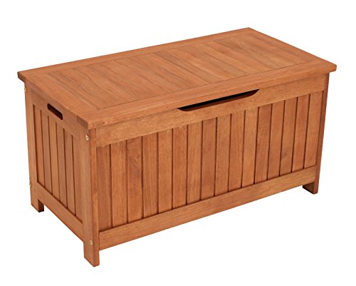 gartenmoebel-einkauf Kissenbox mit Deckel aus Eukalyptus Holz 88x45x45, FSC®-Zertifiziert