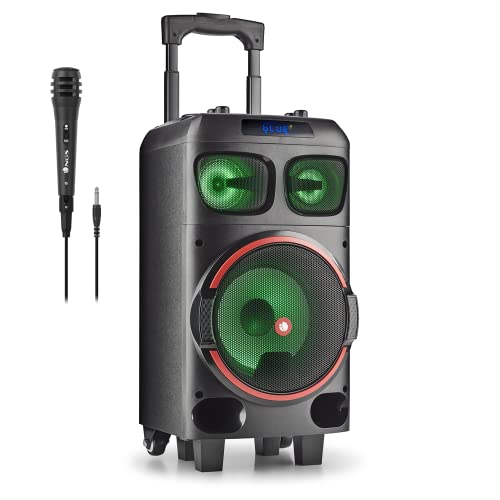 NGS Wild Dub Zero Tragbarer Lautsprecher, 120 W, kompatibel mit Bluetooth und True Wireless Stereo, Subwoofer 8 Zoll + Doppel-Hochtöner 3 Zoll (Micro SD/USB/AUX IN/), Räder, Schwarz